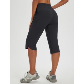 baleaf Women's 17'' Capri Pants Lighweight Cargo Capris Quick Dry Zipper Pockets Hiking Biking Casual Outdoor Black XL