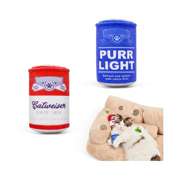 Potaroma Beer-Simulation Cat Toys 2Pcs Catnip Crinkly Sound Toy, Durable
