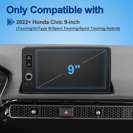 Coleya Anti-Glare Matte Screen Protector for 2022 2023 2024 2025 Honda Civic (Touring/Si/Type R/Sport Touring Hybrid) 9Inch Touchscreen, 9H Tempered Glass 2025 Civic Accessories HD/Anti-Fingerprint 9"