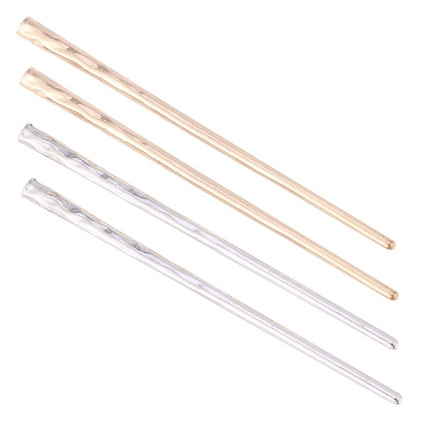 LEORX 4pcs Metal Hair Stick Minimalist Branch Hair Chopsticks Vintage Chignon Hair Pin for Women (Silver and Golden)