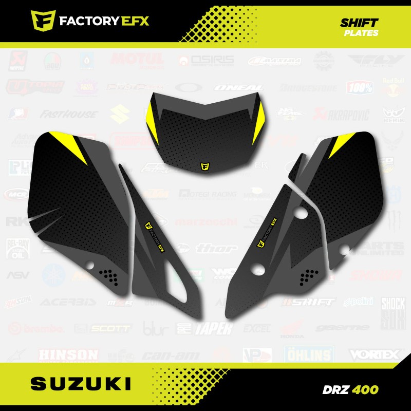 Factory EFX Gray Yellow Shift Graphics Kit fits Suzuki DRZ400SM