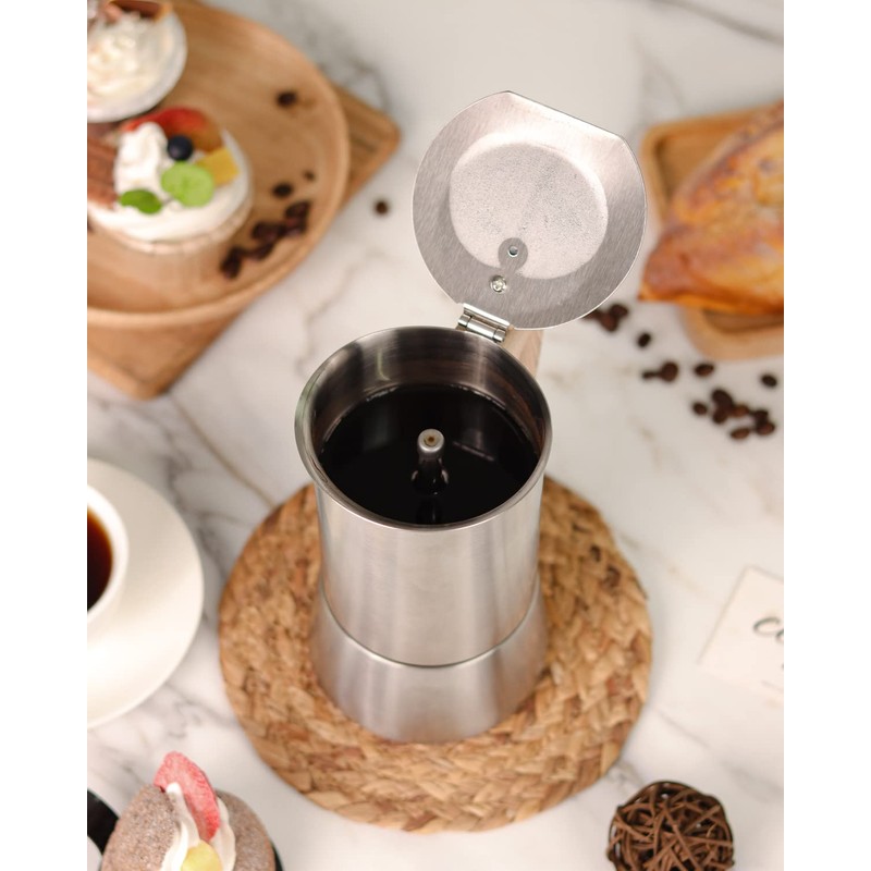 Sivaphe4 cups Stainless Steel Stovetop Espresso Coffee Maker | Induction