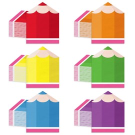 FYSUIMU 120Pcs Pencil Shaped Back to School Paper Napkins 6 Colors Pencil Disposable Napkin Colorful Dinner Luncheon Napkins for First Day of School Teacher Nursery Classroom Tableware Decor