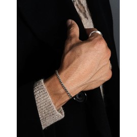 Supcare 16cm Men's Bracelets Chain, 4mm Thick Silver Bracelet for Men With Minimalist and Hip-Hop Style, 316L Stainless Steel Cuban Chain, Men's Jewelry for Dads, Boyfriends, and Husbands