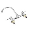 Slim 2 Hole Kitchen Sink Faucet Double Lever Separate Hot