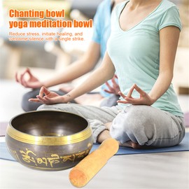 Tibetan Singing Bowl Set, RoseFlower Sound Bowl Meditation Set -with Striker & Cushion,Chakra Crystal Stones - Handcrafted for Yoga, Meditation, Mindfulness, Relaxation, Prayer#3