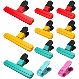 Aranray 11 Pack Plastic Food Bag Clips for Food Storage Bag Sealing Clips Freezer Kitchen Pegs Sealer Chip (3 Large, 6 Small & 2 Round, Bright Style)