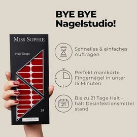 Miss Sophie Nagelfolie - Paris Je T'aime - Einfarbig, Rot, Nail Wraps - 24 ultra-dünne selbstklebende langanhaltende Nagelfolien