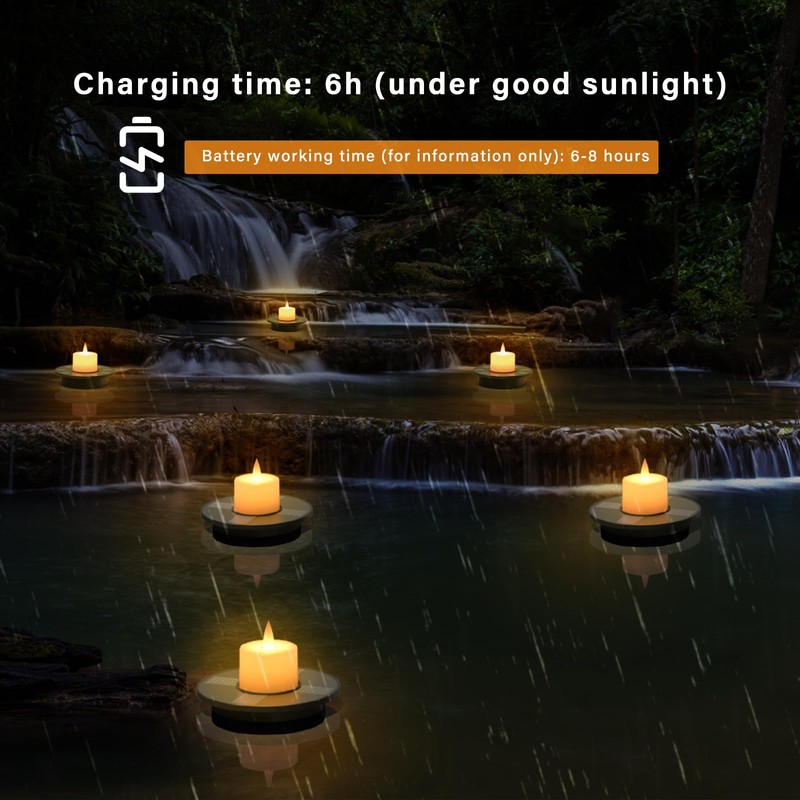 Solar Floating Pool Candle Lights, 3-Pack Solar-Powered Small Floating Candles