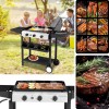 34" Outdoor Griddle Station with Side Shelf, 3 Burner Flat