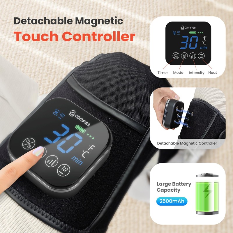 COMFIER Massaggiatore Ginocchio Wireless, Scalda Ginocchia con Riscaldamento al Grafene