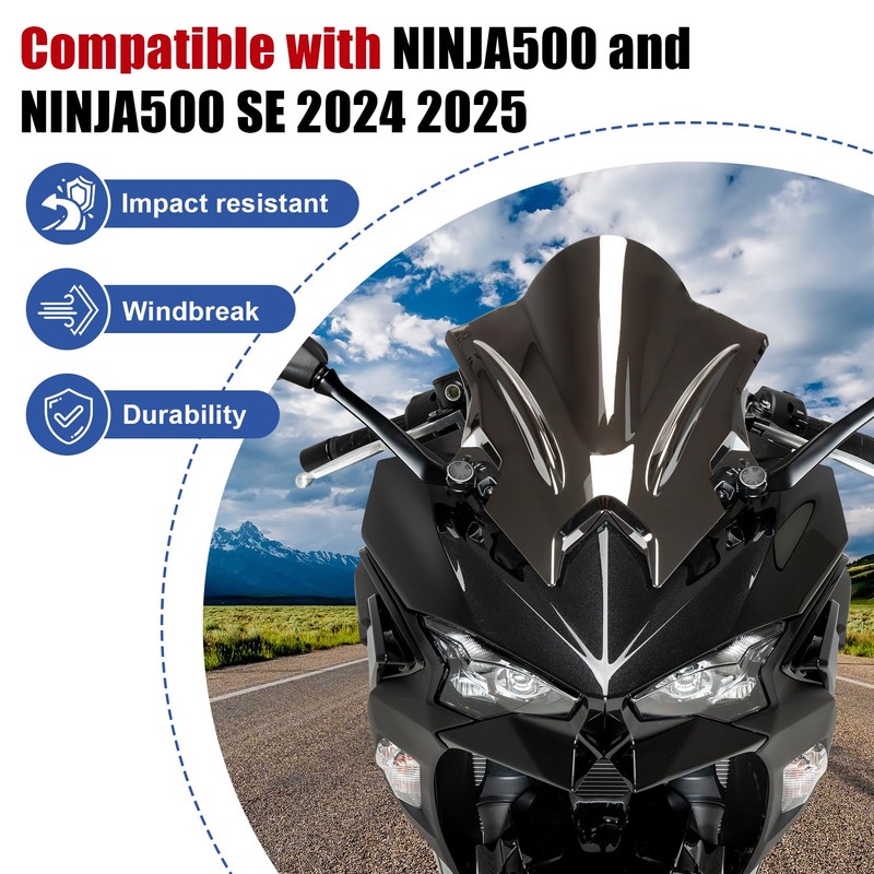 Windshield for NINJA500 SE 2024 2025, PSLER Windscreen Double Bubble