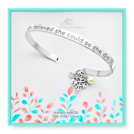 Nurse Practitioner Bracelet Stainless Steel | NP Caduceus | She Believed She Could So She Did Engraved Bracelet | Perfect Gift For Women | Perfect Gift for Birthday or Retirement