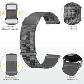 Metal Strap for Garmin Forerunner 255, 265, Venu 2/Venu 3/Vivoactive 4 45mm, 22mm Adjustable Stainless Steel Replacement Band with Enhanced Magnet for 255/265 Music,Legacy Hero Strap (Space grey)