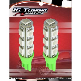 Unbranded 2 × Green T10 194 168 W5W 13-SMD 5050 LED Tail Wedge License Light Bulb DC 12