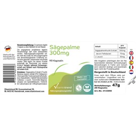 Saw Palmetto 300 mg - Saw Palmetto - Serenoa repens - 90 Capsules - High Dose - Vegan - Bioavailable Supplements from Germany | Vitamintrend