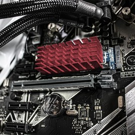 Archgon SSD Heatsink M.2 NVMe PCIe SSD Metallic Heatsink with Thermal Pad and Screwless Design for Desktop Workstation Server Business Computer Model HS-0130 (Red)