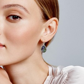 Handmade Teardrop Abalone Shell Earrings, Vintage Boho Style, Colorful Dangle Earrings with Silver Leverback