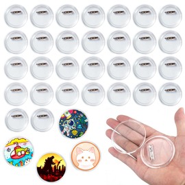 30 Pieces Buttons DIY Without Button Machine, DIY Transparent Buttons 60 mm, Transparent Lapel Buttons with Safety Pin, DIY Button Pins Acrylic, for Picture, Photo, Clothing, School