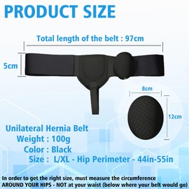 NICEIN Inguinal Hernia Belt I Hernia Belt for Men I Hernia Band for Men I Postpartum Belt I Umbilical Hernia Bandage Men I Flexible and Adjustable (Black, L)