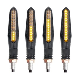 Gohantee Motorcycle LED Flowing Turn Signal, 4 Sequential LED Turn Signals, Motorcycle, IP65 Waterproof, High Brightness, 12 LED, 12 V, Direction, Waterproof, General Purpose