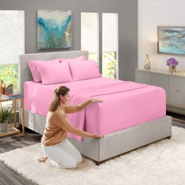 Nestl Extra Deep Pocket Sheets –Queen Sized Deep Bed Sheet Set – Super Deep Pocket Sheets- 60 in x 80 in Deep Pocket Fitted Sheet Set 6pc – Lilac.