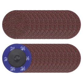HARFINGTON 25pcs Quick Change Sanding Discs 2" 24 Grit R-Type Roll Lock Aluminum Oxide Conditioning Disc Sandpaper for Die Grinder Grinding Fast Cutting, Red Brown