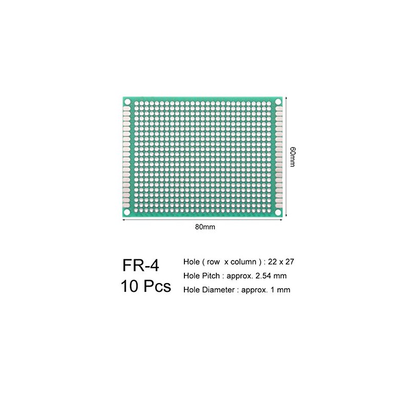 Sourcingmap 10pcs 6x8cm Double Sided PCB Board Universal Printed Circuit