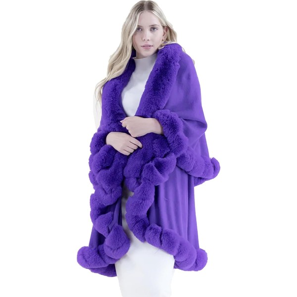 ARTMASK.US Chic Fur Double Layer Cape Faux Fur Cape Party