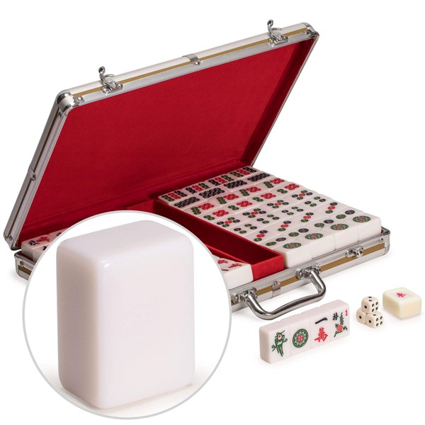 Yellow Mountain Imports Champion-Size Chinese Mahjong Game Set with Aluminum Case - with 146 Tiles, 3 Dice and a Wind Indicator - for Chinese Style Gameplay Only