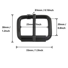 BIKICOCO 1'' x 4/5'' Roller Pin Buckles Handmade Hardware for Bags Leather Belt Webbing Straps, Black - Pack of 20