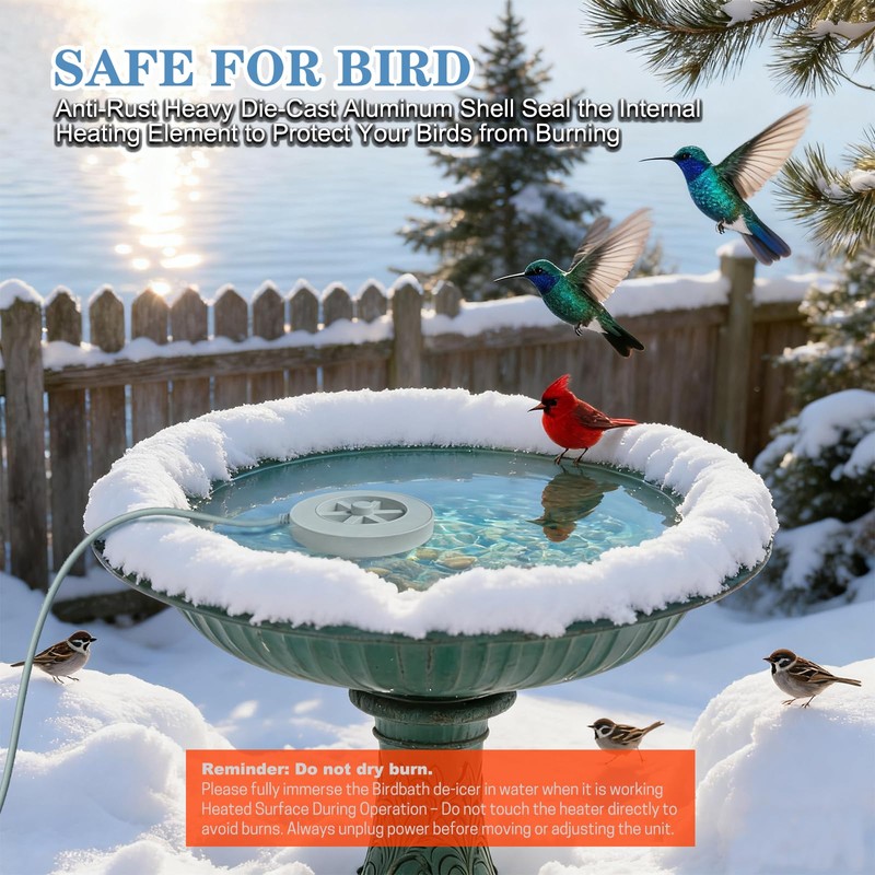 Bird Bath Heater-50W Circle De-Icer with Hollow Snowflake Design,Faster Ice
