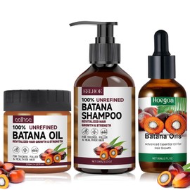 Batana Öl für Haarwachstum 3 Stück, Batana Shampoo, Batana Haarspülung und Batana Haaröl, Haarwachstum Beschleunigen, Bio Batana-Öl-Conditioner, für Gesünderes, Dickeres, Glatter Haar