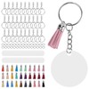 30Set DIY HandPainted Acrylic Keychain Blanks Circles Keychain Tassel Set