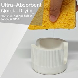 BekPooQ Ultra Absorbent Stone Sponge Holder for Kitchen Sink, 1 Slot Diatomite Kitchen Sink Sponge Holder, Quick Dry Kitchen Sponge Holder for Sink, Diatomaceous Earth Dish Sponge Holder, Small, White