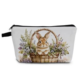 YULUENZE Cute Bunny Makeup Bag Toiletry Organizer Zipper Pouch Cute Bunny Small Cosmetic Bag Easter Present for Women Friends-2