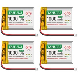 TAHULU 3.7V 1000mAh 1S 3C LiPo Batteries (4-Pack) Rechargeable with Protection Board, Insulated Tape & PH2.0 Plug for Ar duino, ESP32 & RPI UPS
