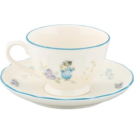 Yamaka Shoten Peter Rabbit Tea Cup & Saucer, 7.8 fl oz (220 ml), Approx. 3.5 x 2.4 inches (9 x 6 cm), Shabby Chic Flower, Tableware, Peter Rabbit Goods, Miscellaneous Goods, White PR651-28