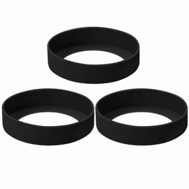 ONLYKXY 3pcs 7.5cm Silicon Protective Cup Mat Sleeve Heat-Resistant Bottle Holder Rubber Coaster Tumblers Protector Base Pad Non-Slip Bottom Cover Ring Accessories for Thermos Cup (Black)