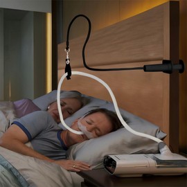 CPAP Hose Holder for Bed, Hose Hanger Avoid Buckling and Prevent Blockage, Adjustable Angle Arbitrarily Sleeping Accessories, CPAP Accessories Supplies for Bedside & Sleep, No Punching Required(Black)