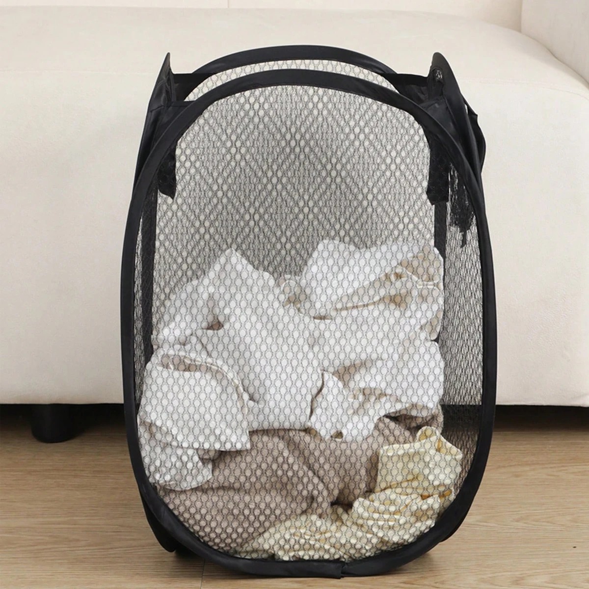 Folding Dirty Laundry Sorting Basket – Collapsible Hamper with Frame for Bathroom