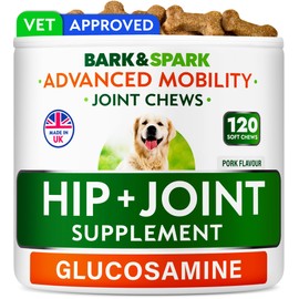 BARK&SPARK Advanced Mobility Joint Supplement - Choose Chews! - Glucosamine Hip & Joint Support for Senior Dogs - Made in UK - 120 Count