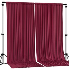 Wish Care Burgundy Backdrop Curtains 2 Panels - Wrinkle-Free Champagne Polyester Photography Drapes for Baby Shower, Birthday Party, Wedding & More - 8 X10FT