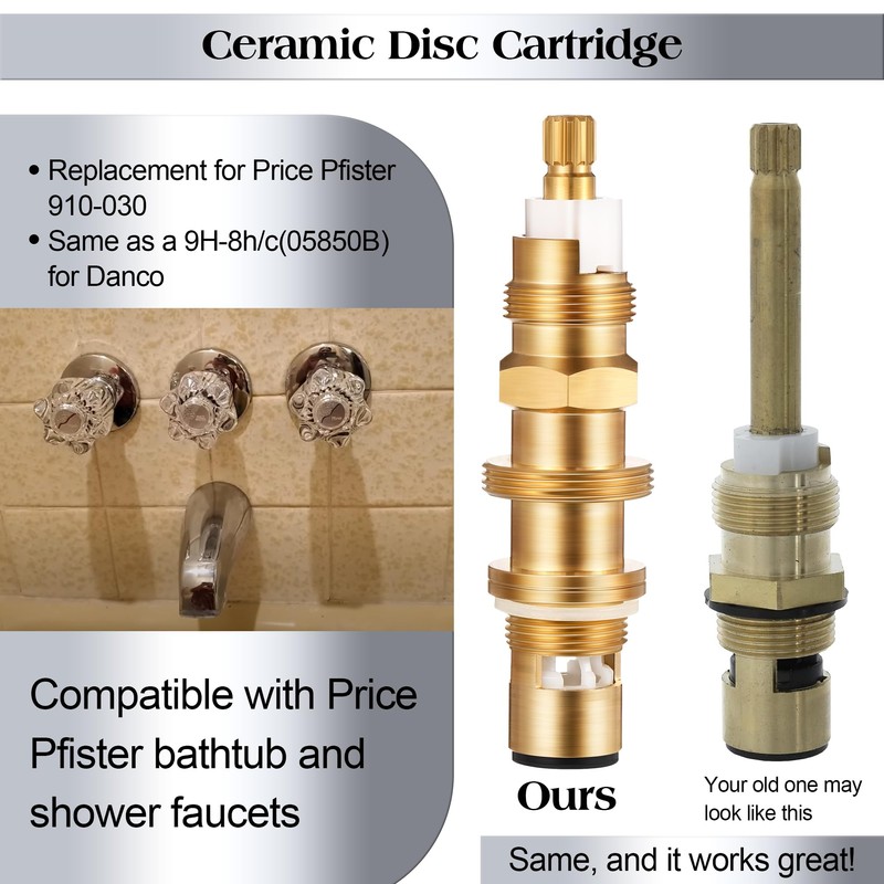 Dreyoo Ceramic Disc Cartridge Replacement for 910-030, Shower and Faucet