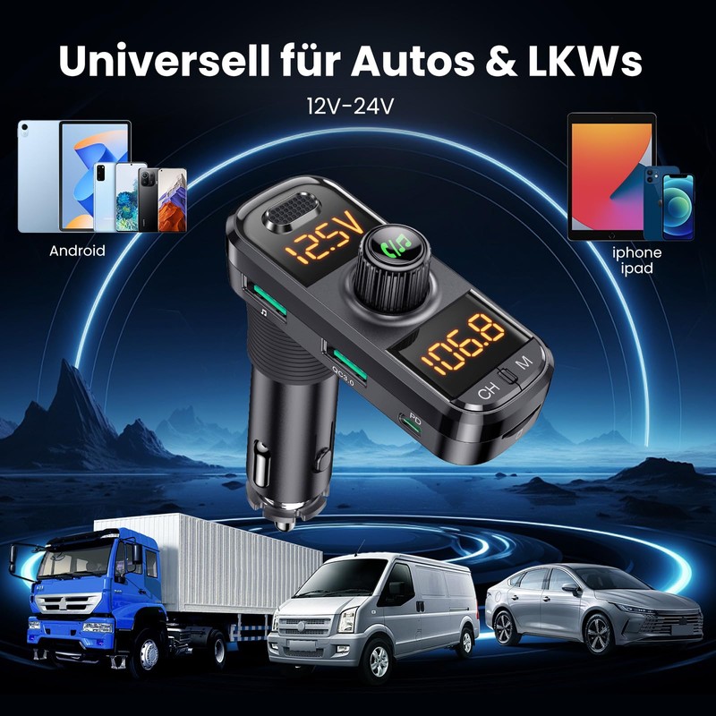 Bluetooth Adapter Car, GizmoVine FM Transmitter, Aux Bluetooth Transmitter Car