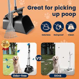 YGNNXRN Pooper Scooper for Large Dogs Heavy Duty Swivel Bin & Rake with 20 Waste Bag for Large Medium Small Dogs, Easy to Clean Pet Waste Use on Grass, Dirt, Gravel or Flats