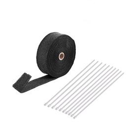 2000 Heat Protection Tape for Motorcycle, 15 m Exhaust Tape, Manifold Tape, Thermal Tape, Heat Protection, with 10 Pieces Stainless Steel Cable Ties for Manifolds and Exhaust Systems