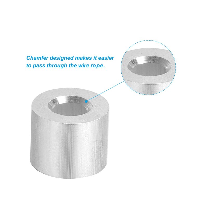 PATIKIL 1/6"/4mm Wire Rope Stop Sleeve,20 Pack Aluminum Crimping Loop