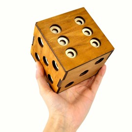 Logica Puzzles Art. Dice Secret Box - Wooden Brain Teaser - Secret Safe - Difficulty 5/6 Incredible - Leonardo da Vinci Collection