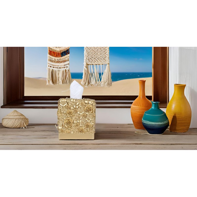 Hymmah Modern Square Tissue Box Cover Holder,Bathroom Accessories Decor Unique